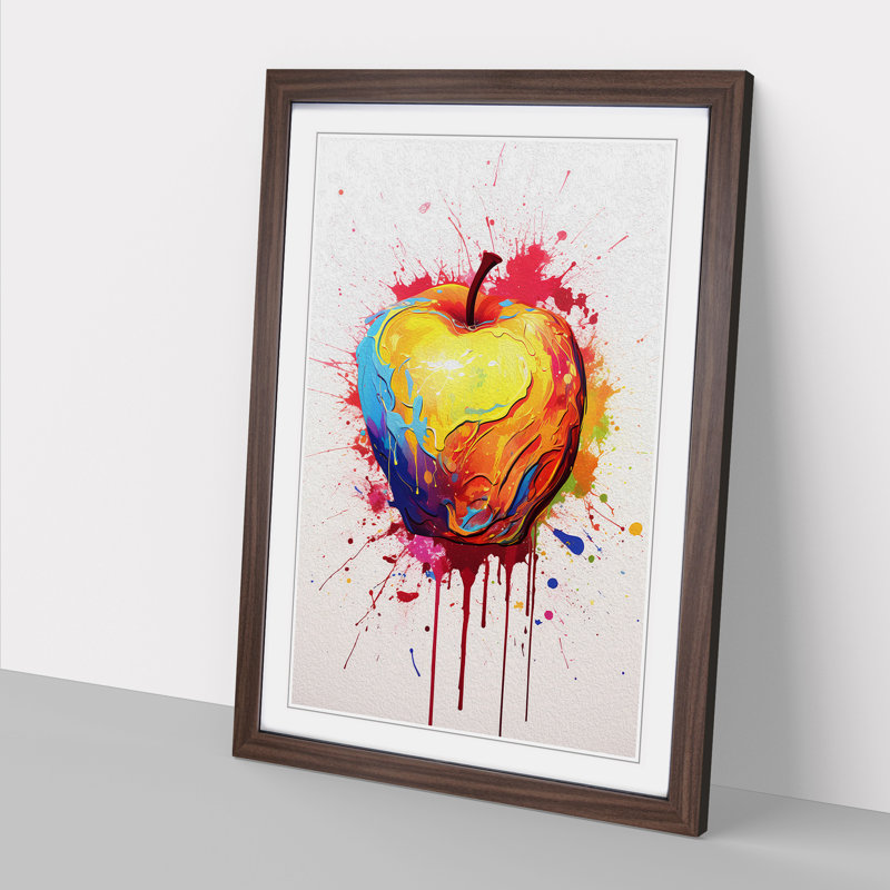 Apple Gestural Art - Framed Print, Walnut Framed, 64cm H x 46cm W