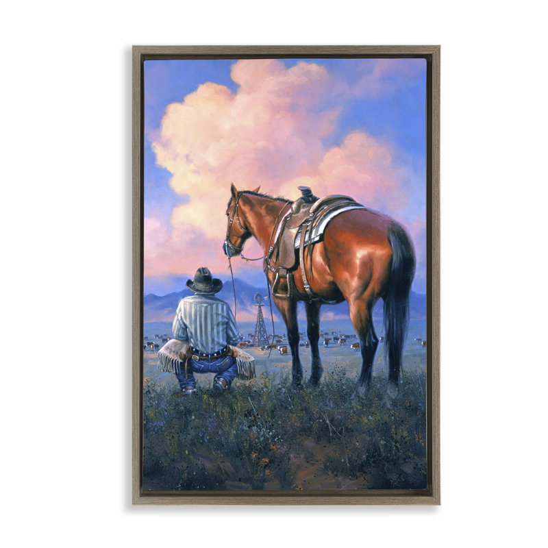 «Counting Blessing Western Cowboy», art mural encadré flottant sur toile, design par Jack Sorenson, H 25 po x l 17 po