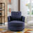 32"W Slipcovered Upholstered Swivel Barrel Chair-1912470072