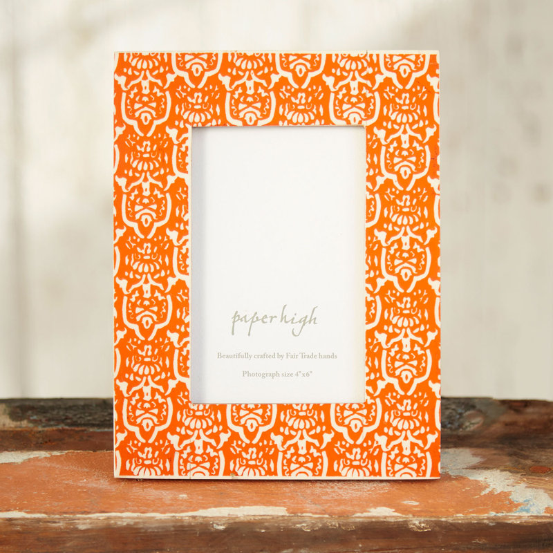 Vidya Orange Patterned Photo Frame, 21.5cm H x 16.5cm W x 2.5cm D