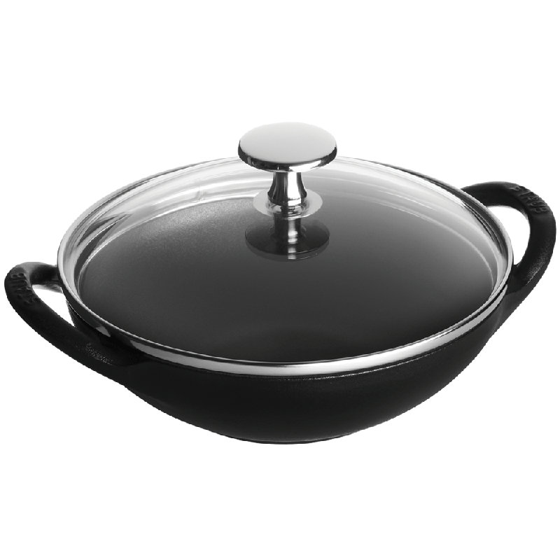 Wok en fonte avec couvercle Minis Staub, Noir mat