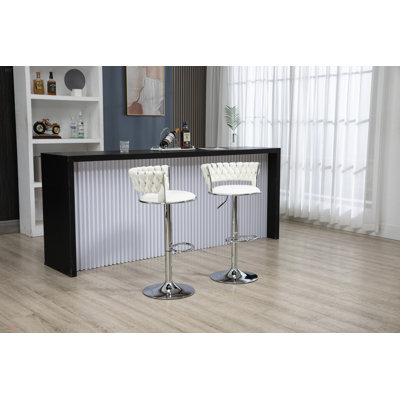 Swivel Bar Stools Set Of 2 Adjustable Counter Height Chairs With Footrest For Kitchen, Dining Room 2PC/SET