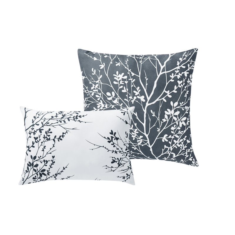 Foliage Reversible Comforter Set, Gray/White, King Comforter Set + 5 Additional Pieces