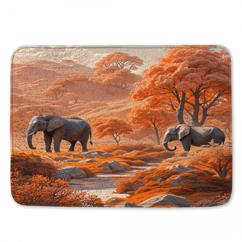 Tapis de bain Elephants In Orange, 24in W x 17in L