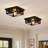 2 Pack 2-Light Matte Bronze Farmhouse Square Flush Mount Ceiling Light-136139156