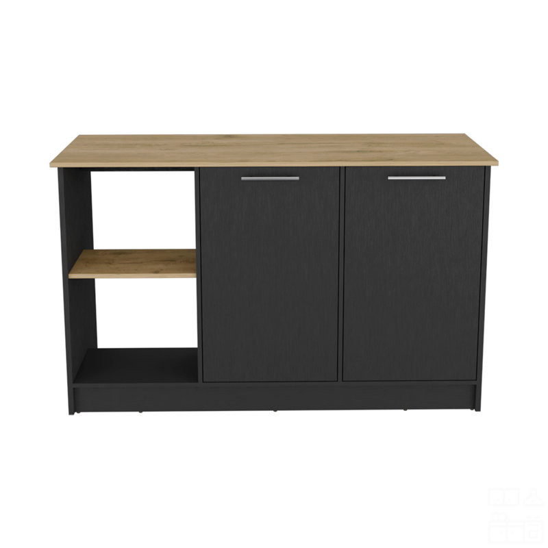 Kitchen Island, Black/Natural