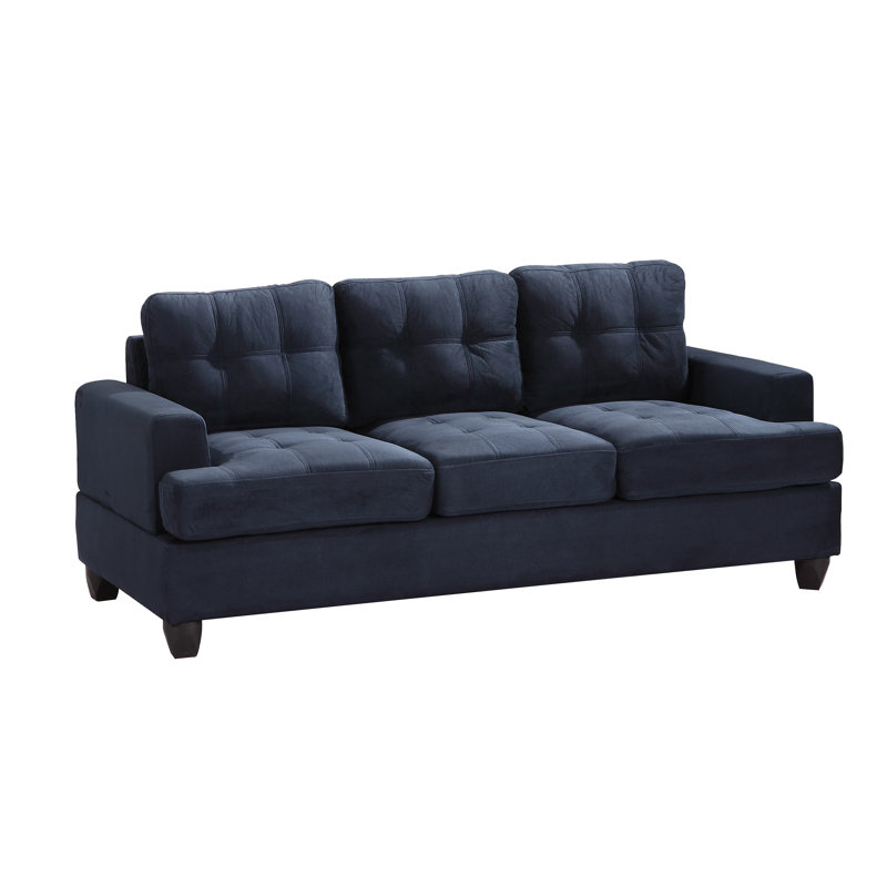 Penta 79" Square Arm Sofa, Navy Blue Microfiber/Microsuede