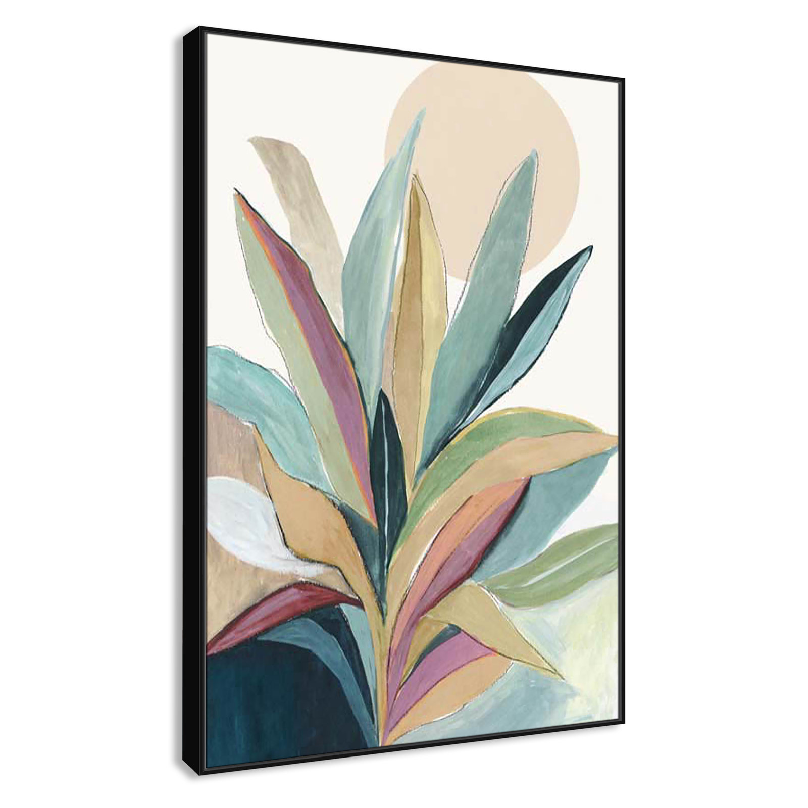 Byer "Sunny Bright Leaves I" Print by Asia Jensen, 61.5" H x 41.5" W x 2" D, Black Floater Framed, No Mat