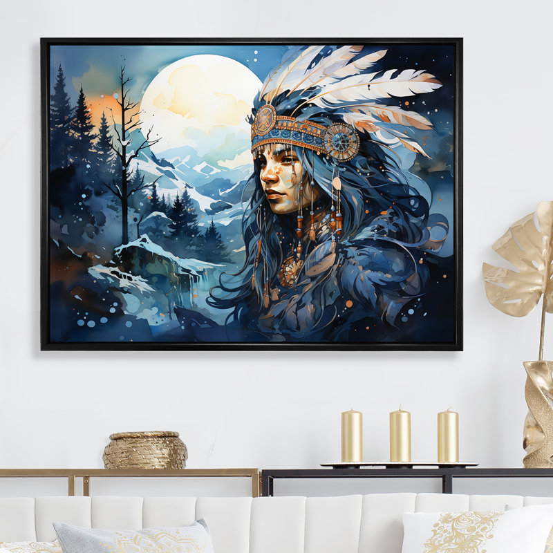 " Night Iroquois Queen Expression ", Gold Picture Framed, 30" H x 40" W