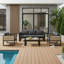 Ensemble de meubles de patio 4 pièces modernes toutes saisons, canapé d'extérieur à 5 places avec cadre en aluminium pour 5 personnes, 2 fauteuils avec tables d'appoint rabattables-408039927