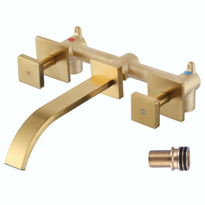Waterfall Bathroom Faucet With Two Handles In Solid Brass