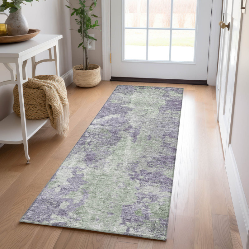 Tapis intérieur / extérieur lavable abstrait Folcroft, Tapis de couloir 2 pi 3 po x 7 pi 6 po
