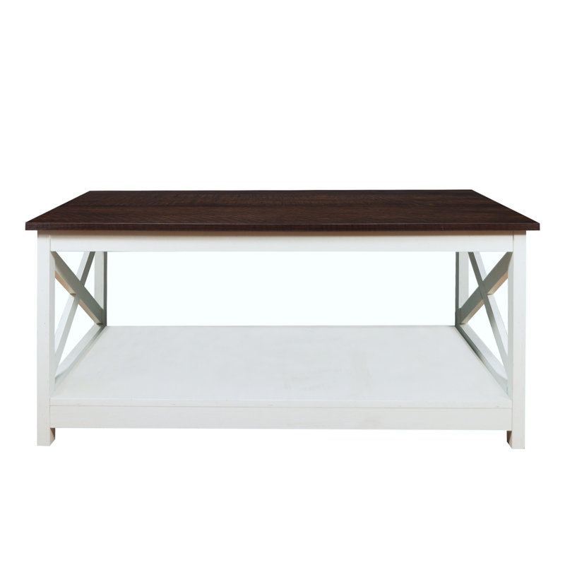 Edwardson Coffee Table, Espresso Top/Vintage White Base