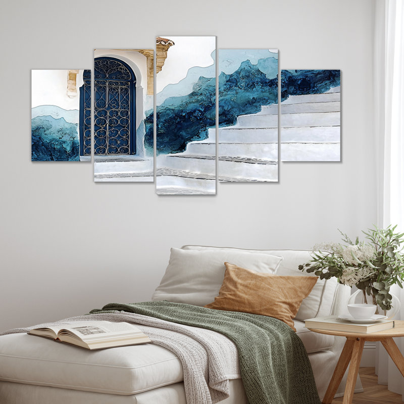 «Blue Chefchaouen Blue City In Morocco I», ensemble d'art mural sur toile