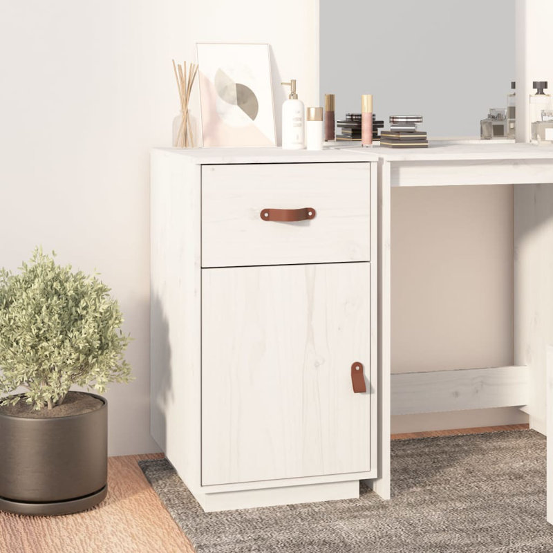 Maiza Solid Wood Computer Desk, White