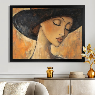 Woman in a Parisian Hat II - Modern Figure Picture Framed Wall Art