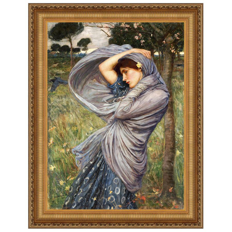 Boreas North Wind Maiden Canvas Painting in Gold Frame