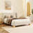 Velvet Bed with Round Wooden Legs-376806533-376806535