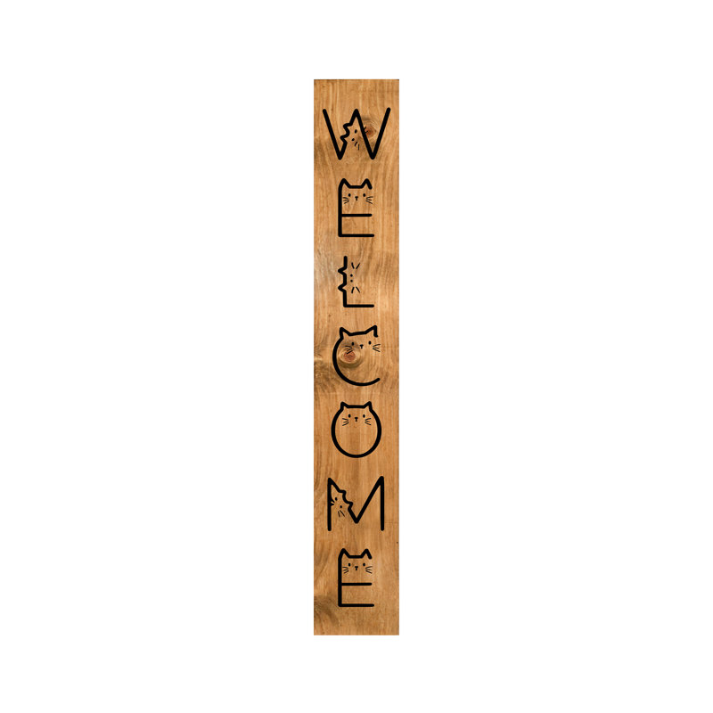 Panneau d'angle de porche « Bienvenue aux chats », 119 cm x 18,5 cm, 47" x 07"