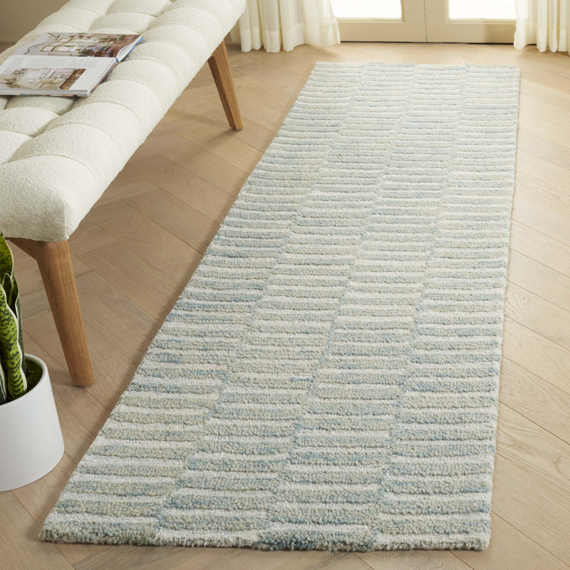 Tapis rayé en laine touffeté à la main Hudsynn, Tapis de couloir 2 pi 3 po x 8 pi