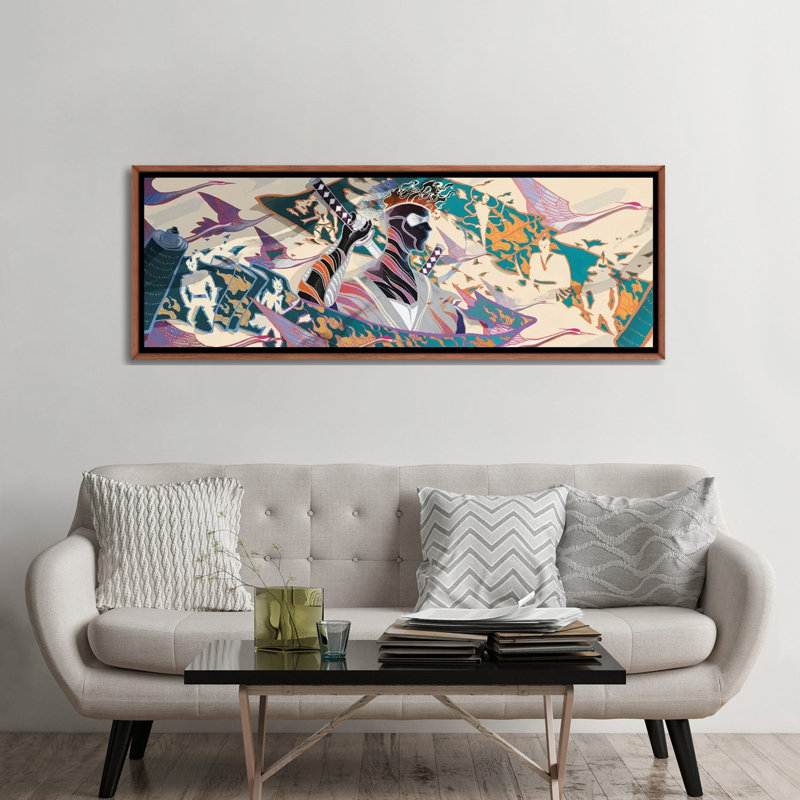 Ninja par Sija Hong - reproduction d'art panoramique, 24" H x 72" W x 1.5" D, Classic Wood Framed