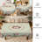 Light green washable polyester tablecloth with pink floral print