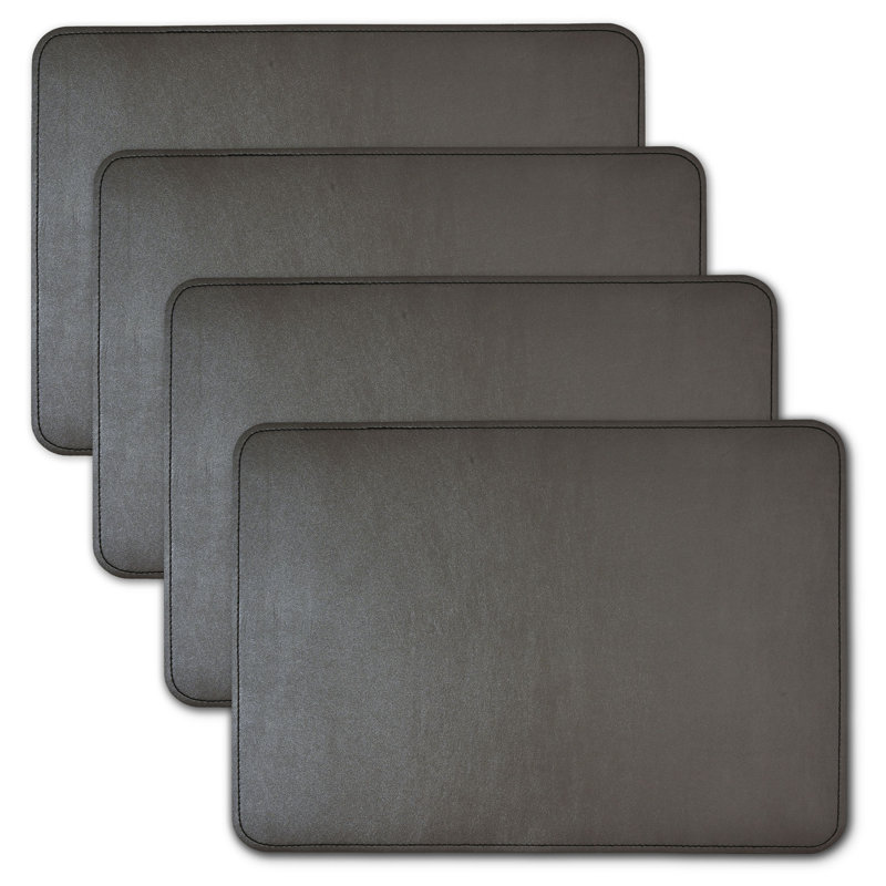Ensemble de 4 napperons rectangulaires réversibles en similicuir 17 po x 12 po, Gris