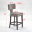 Ensemble de 2 tabourets de bar Mid-Century modernes à hauteur de comptoir avec dossier incurvé et clous en cuivre-272062286