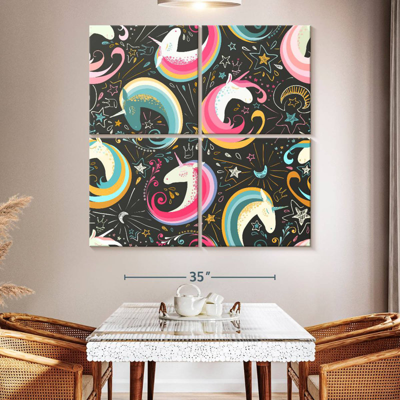 Motif de licorne cosmique, H 50 po x l 50 po