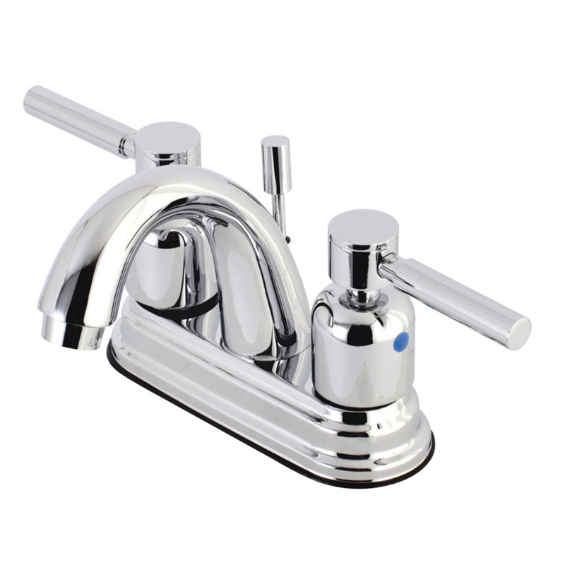 Kingston Brass Concord Two-Handle 3-Hole Deck Mount 4" Centerset Bathroom Faucet with Plastic Pop-Up, Polished Chrome