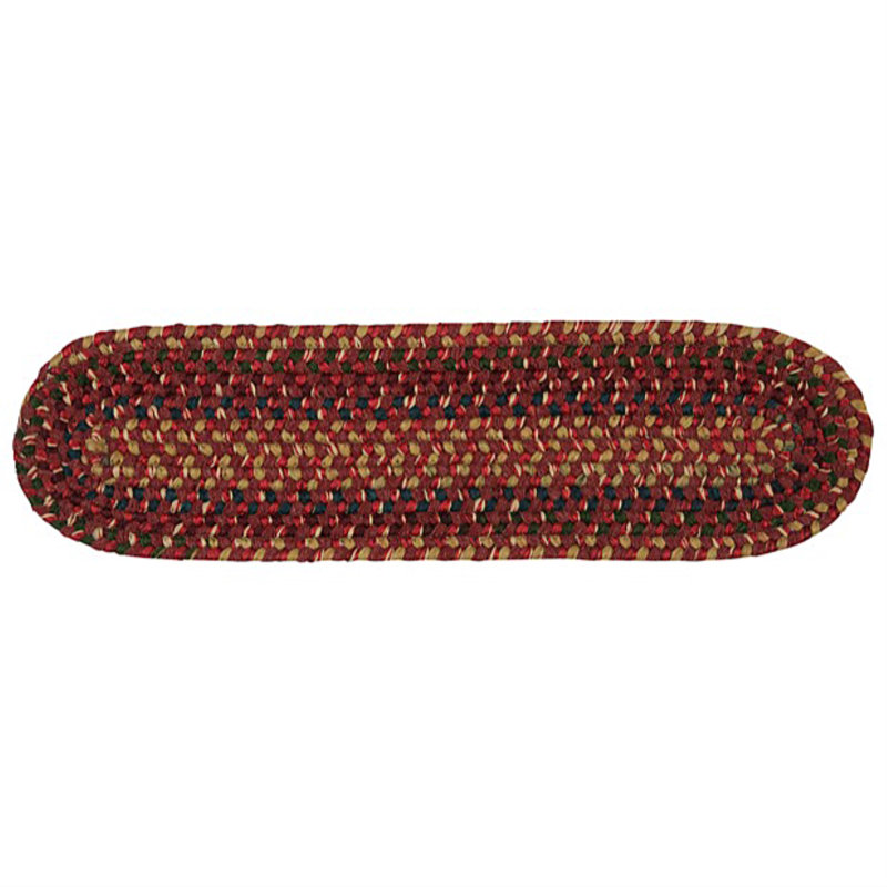 New England Braid Stair Tread -8"X28" (QTY.1), Burnt Brick, Set of 13