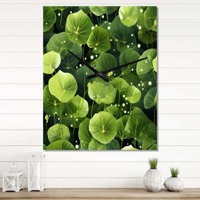 Wasabi Leaves Plants V - Bohemian & Eclectic Very Large Wall Clocks
