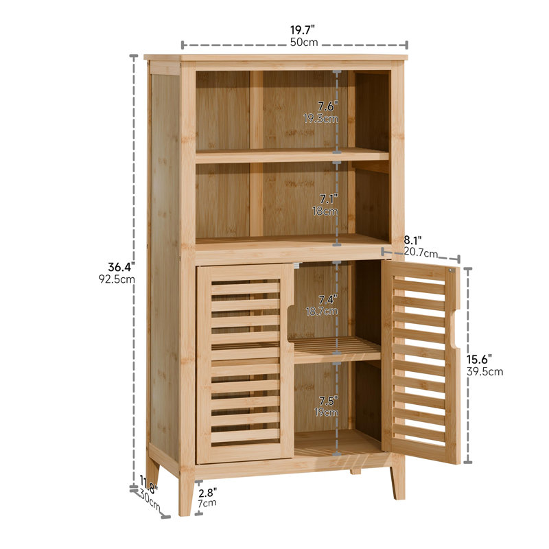 Vallie Bamboo Freestanding Bathroom Cabinet, Natural
