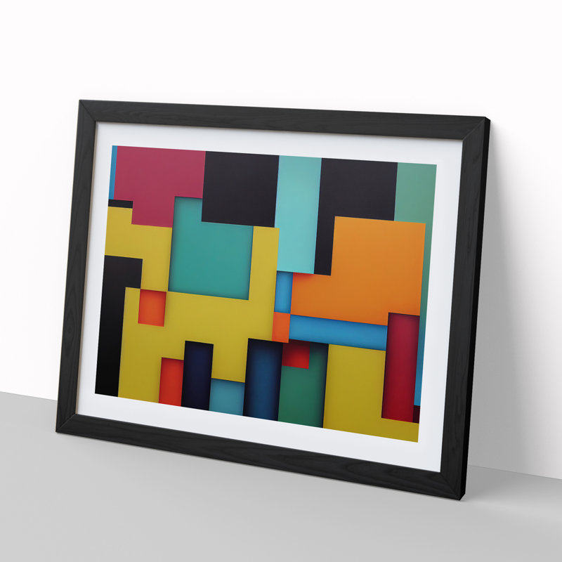 Abstract Block Colour Vol.2 - Framed Print, 46cm H x 64cm W x 2cm D, Black
