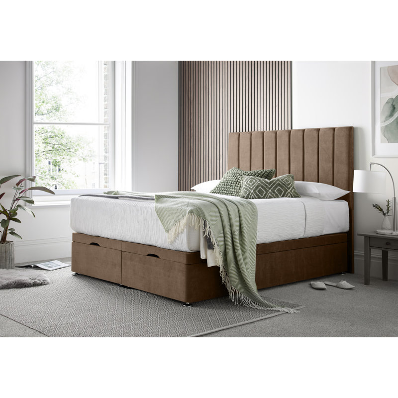 Sara Naple Divan Ottoman with Floor Standing Headboard, Small Double (4'), Mink