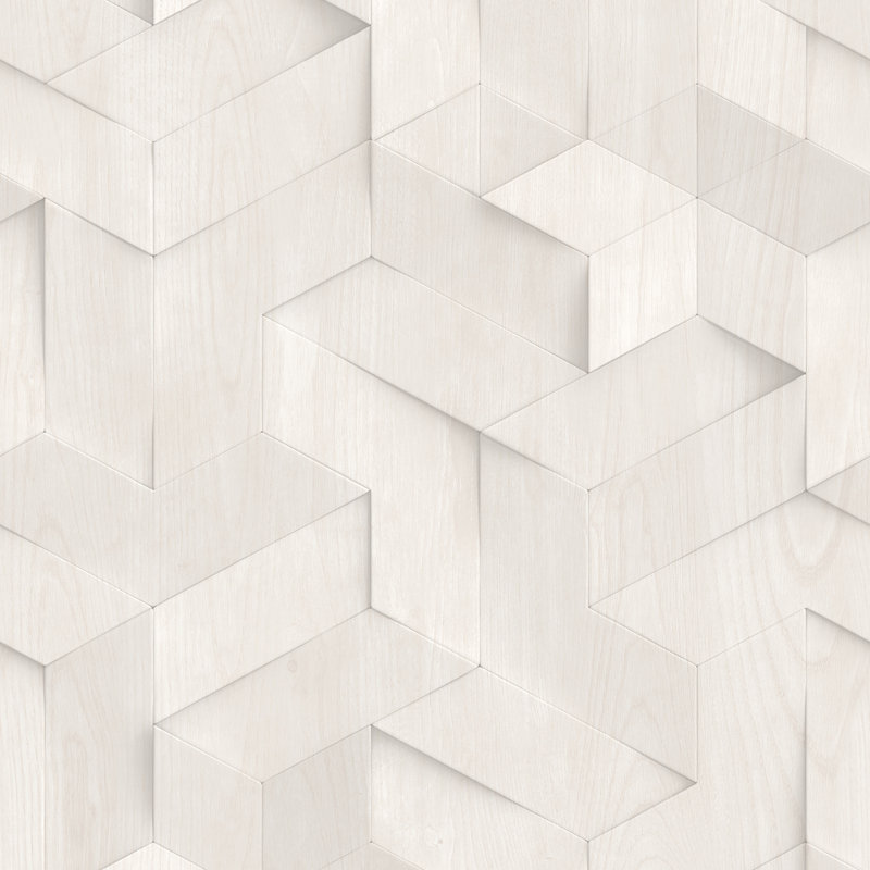 Papier peint illusion géométrique Woodblock, Light Gray
