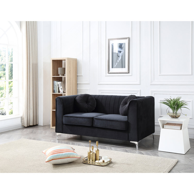 Causeuse avec pieds chromés, Black