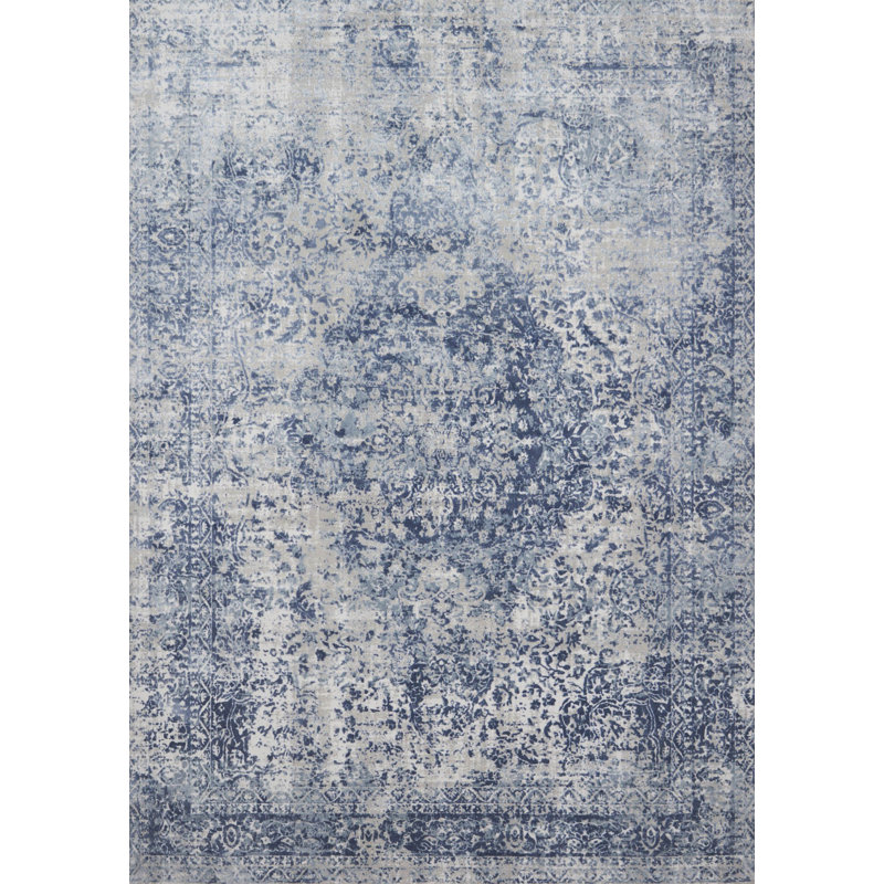Tapis bleu tissé à la machine Jent