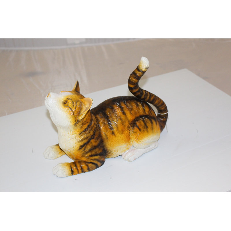 Eile Squat cat Bronze Statue -  Size: 12"L x 6"W x 9"H.
