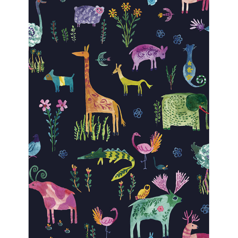 Papier peint animaux Lima, Bleu
