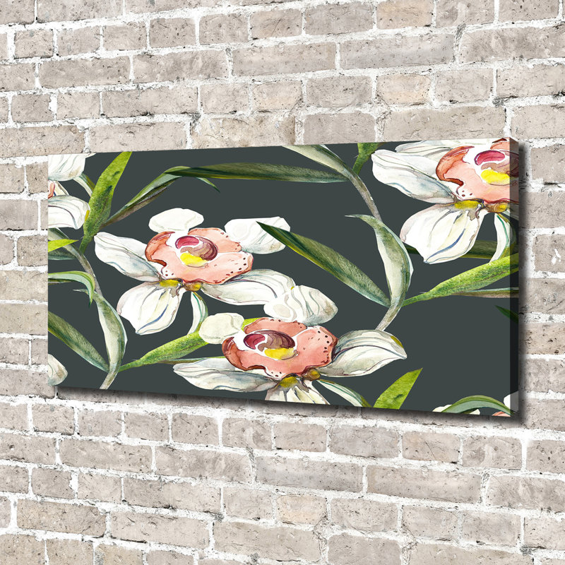 Floral Pattern - Print, Glass, 70cm H x 100cm W x 4cm D