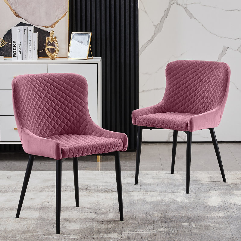 Sherrell 50cm H Velvet Upholstered Side Chair, Pink