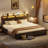 Bed Frame With 4 Drawers, Metal Frame With LED Light And Outlet, Storage Headboard-1584091525-1584027356