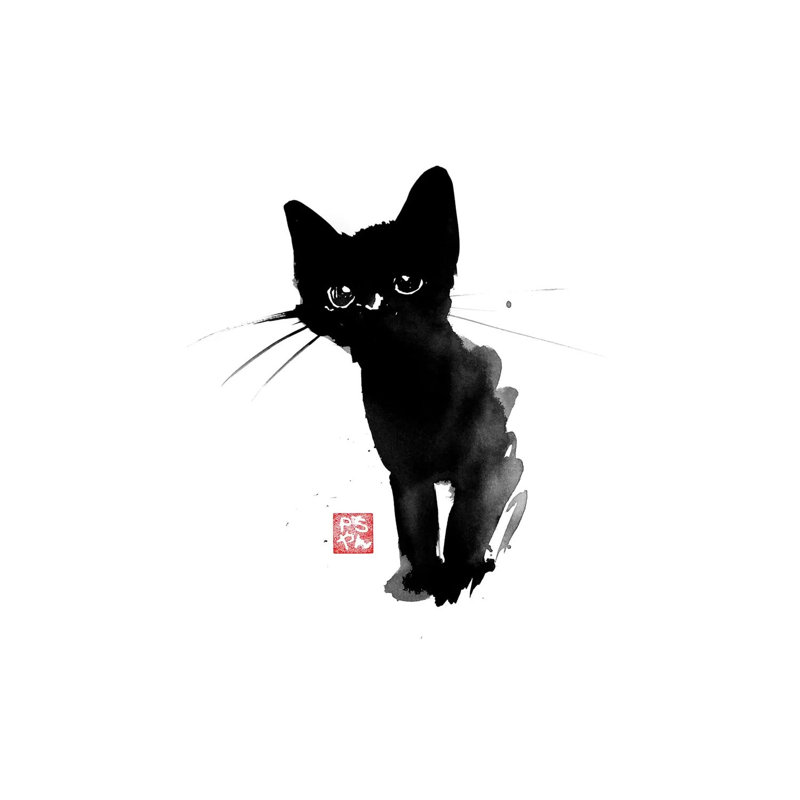 Spotty Cat by Péchane - Print on Canvas, 66.04 cm H x 45.72 cm W x 1.91 cm D, Wrapped Canvas