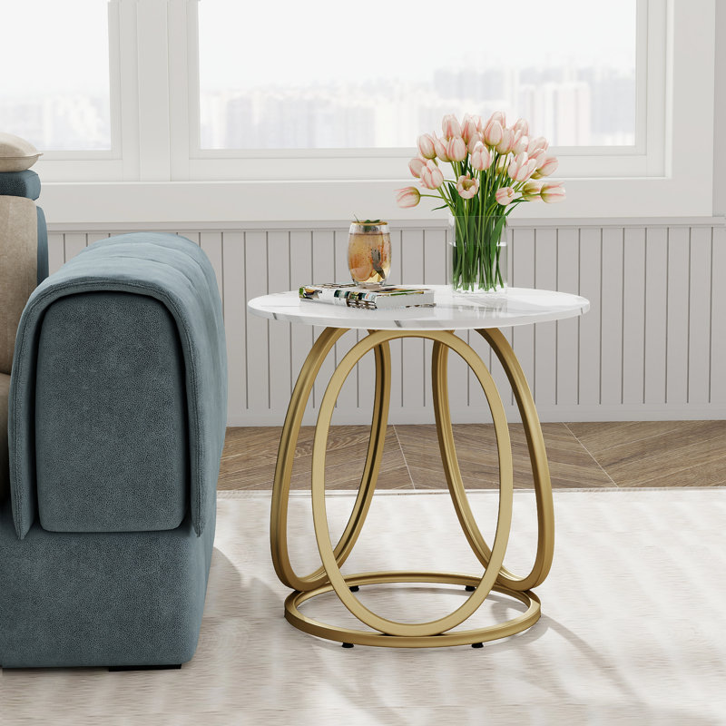 End Table, Gold, Calacatta White