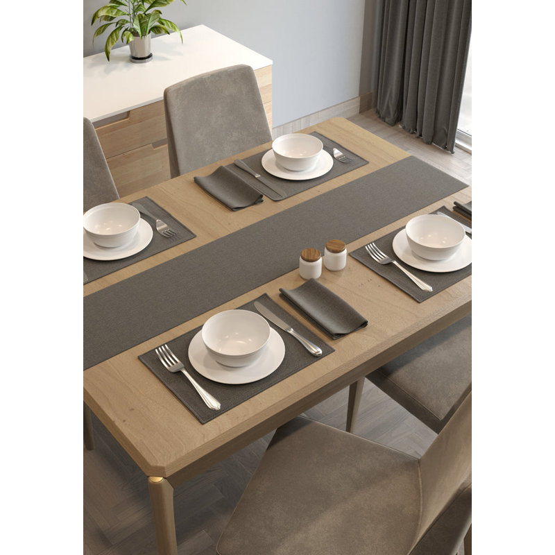 Christeen Solid Colour Polyster Table Runner, Charcoal Grey