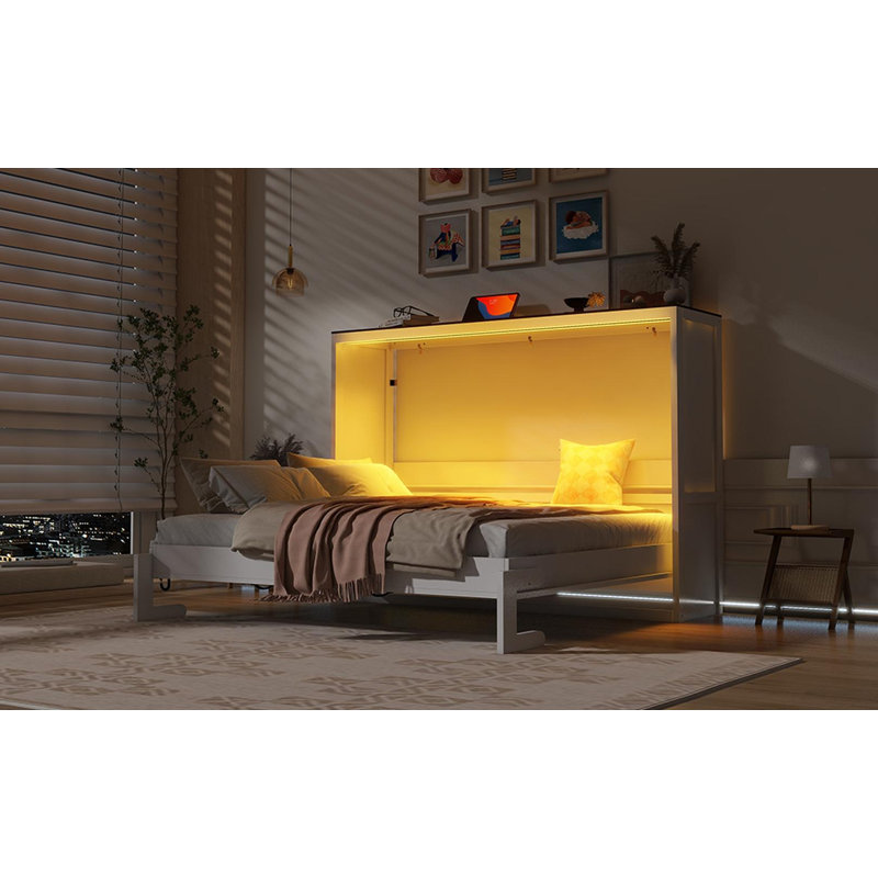 Lit escamotable double, Blanc