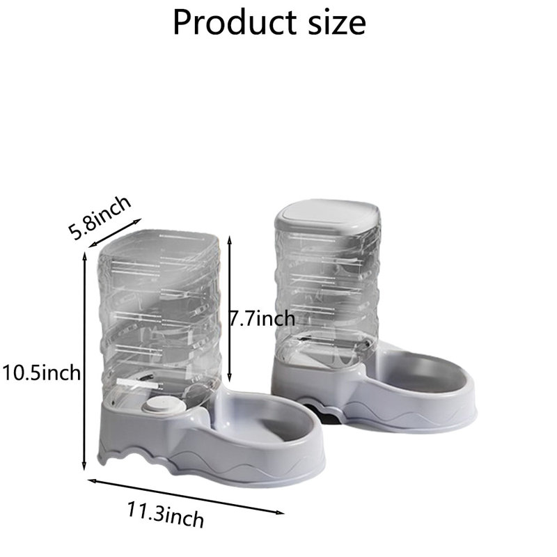 128oz. Automatic Water Dish/Automatic Feeder, Gray