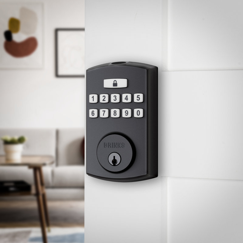 Brinks Electronic Fingerprint Deadbolt, Matte Black