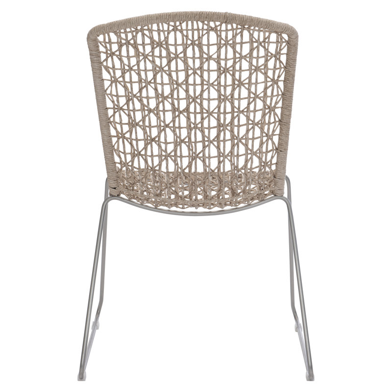 Carmel Beige Woven Wicker Outdoor Dining Chair